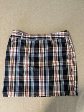 Chaps Plaid Mini Skirt in Navy and White Size 12